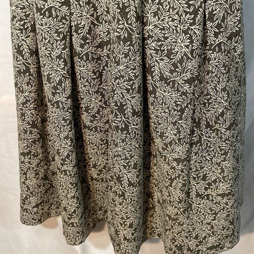 LIZ CLAIBORNE black tan white floral a-line midi skirt 6 - Picture 3 of 7